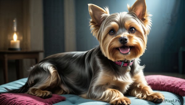 A charming fiery dynamic scene with a dog