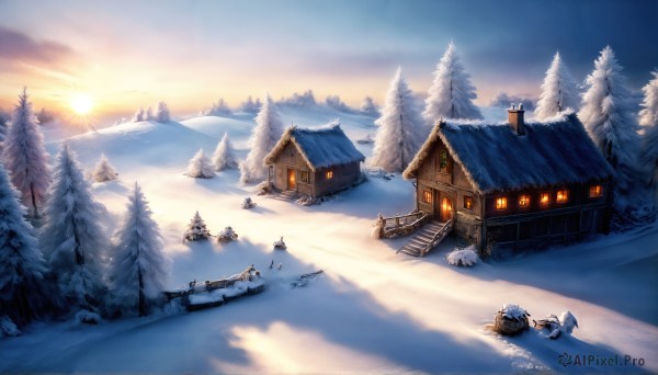 The allure of a landscape in a dynamic snowy day