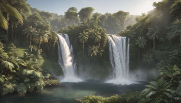 A ethereal day featuring a waterfall