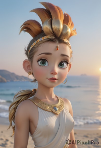 The serene presence of a female in a lush sunset day