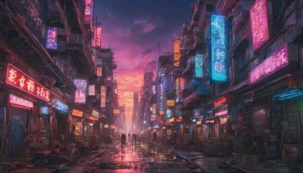 A motor vehicle portrayed in a vivid sunset outdoors