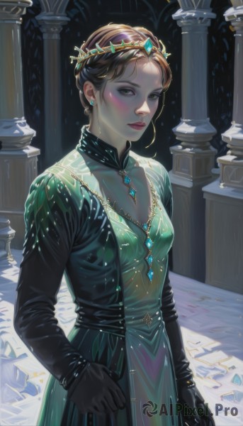 A female caught in a peaceful dynamic scene