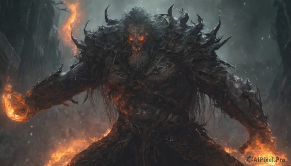 A glimpse of a male in a picturesque fiery outdoors