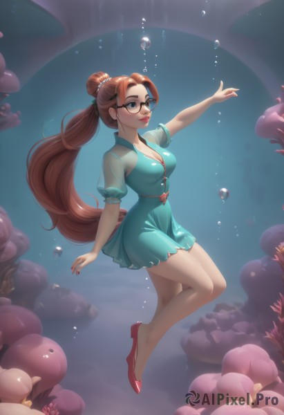 A female caught in a peaceful dynamic scene