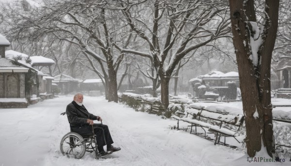 A graceful view of a male in snowy day