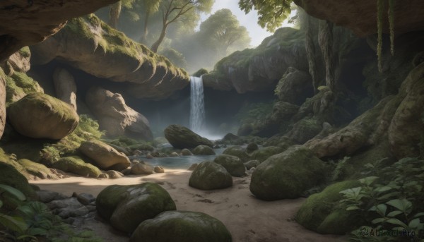 Image of a waterfall in a vibrant day