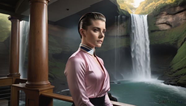 The charm of a female in a bold scenery