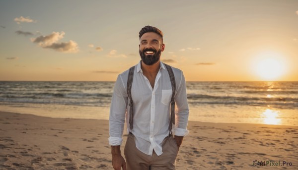 A male framed by the beauty of a lush sunset outdoors