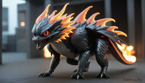 The beauty of a monster set in a calm fiery outdoors