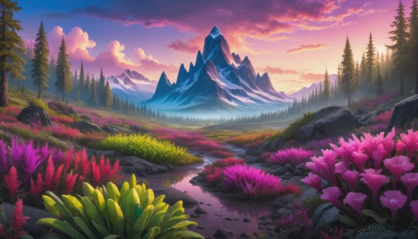 A landscape captured beautifully in a inviting sunset outdoors