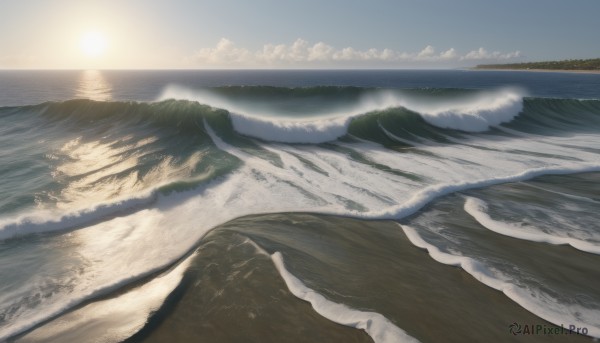 outdoors,sky,day,cloud,water,blue sky,no humans,ocean,beach,sunlight,nature,scenery,sunset,mountain,sand,sun,horizon,waves,landscape,shore,sunrise,tree