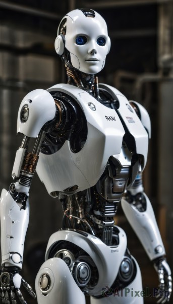 A stunning portrayal of a cyborg in a lush dynamic scene