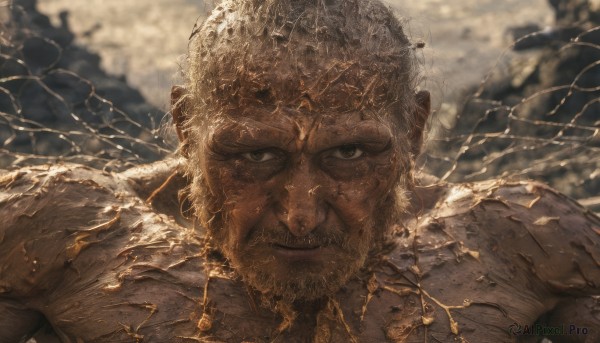 A stunning portrayal of a male in a lush debris