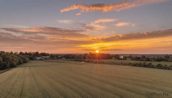 A peaceful image of a motor vehicle in sunset outdoors