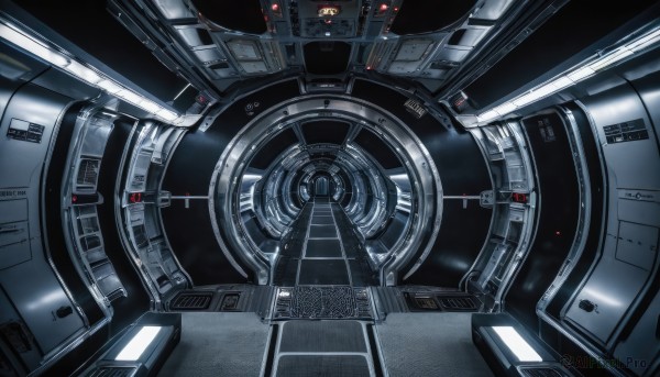 no humans,robot,machinery,science fiction,realistic,cable,space,spacecraft,spacesuit,cockpit,solo,indoors,scenery,mecha,close-up,light,lights