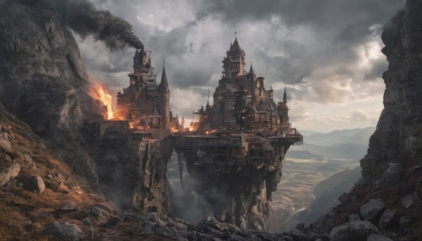 A majestic fiery day featuring a landscape