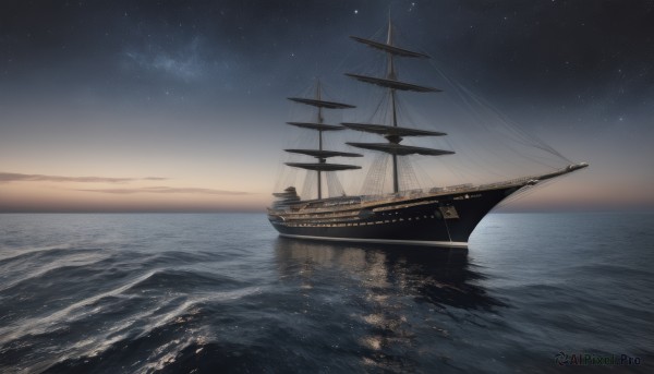 A boat caught in a peaceful sunset outdoors