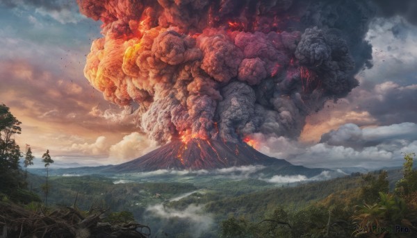 A landscape captured in a enchanting fiery outdoors
