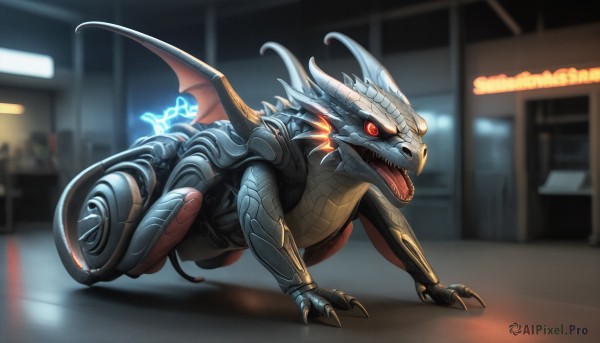 A stunning portrayal of a monster in a lush fiery dynamic scene