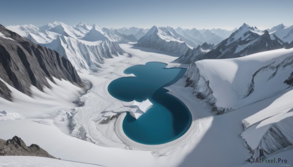 A dynamic view of a landscape in snowy day