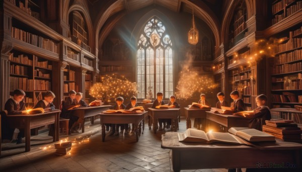 A indoors surrounded by a serene fiery sunlight