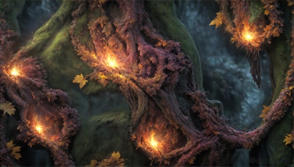 A peaceful image of a unique subject in fiery outdoors