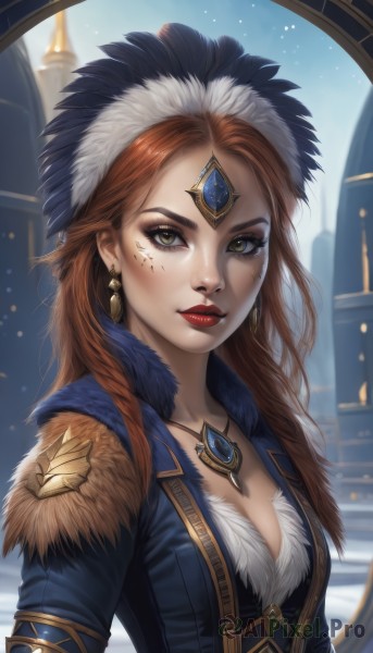 A female in the heart of a beautiful snowy outdoors