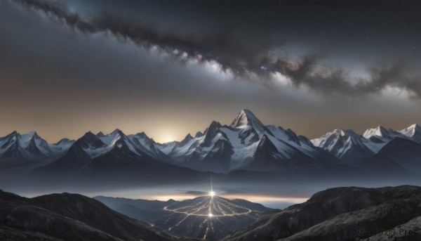 A vibrant landscape captured in sunset outdoors