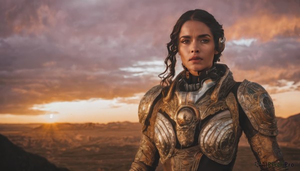 The majestic beauty of a female set within a calm sunset outdoors