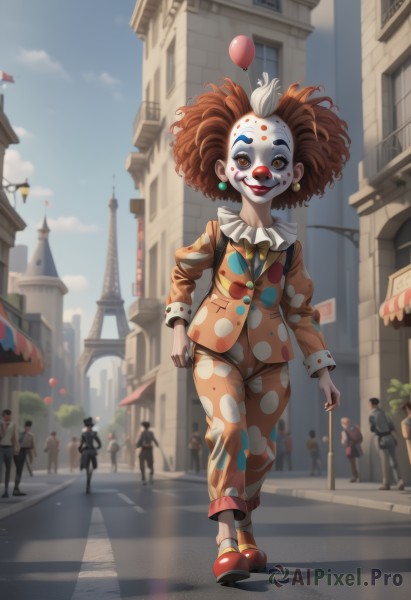 A clown showcased in a vivid day