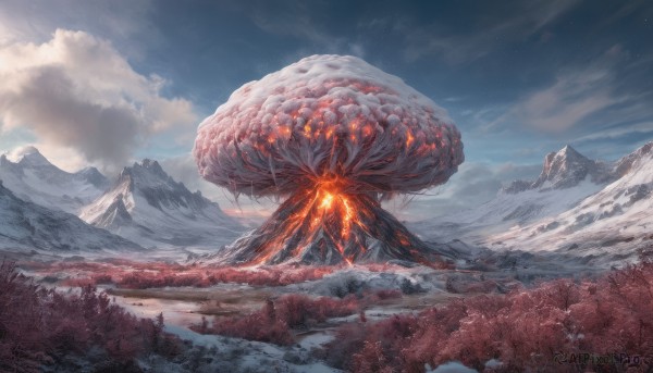 The serene presence of a landscape in a breathtaking fiery day