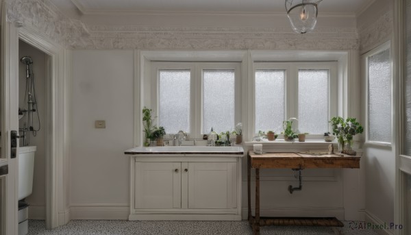 A glimpse of a indoors in a lush snowy scenery