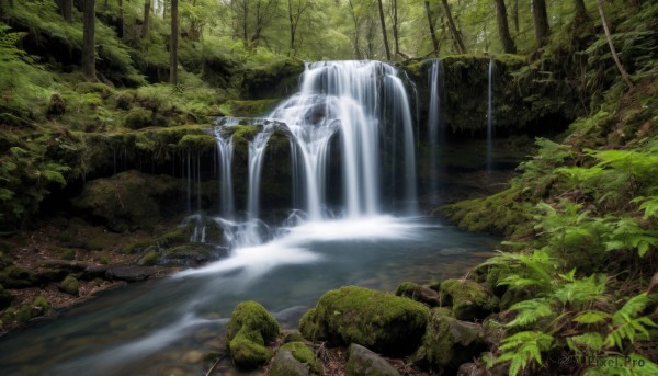 A waterfall set against the backdrop of a captivating day