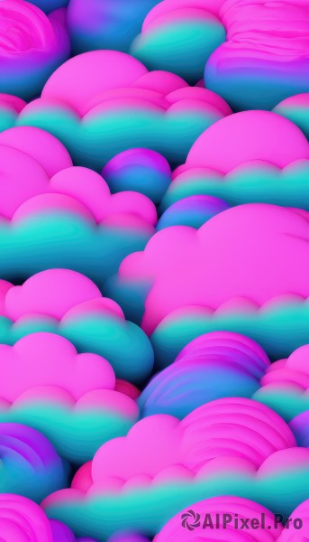 solo,no humans,pink theme,too many,cloud,scenery,blue theme,colorful