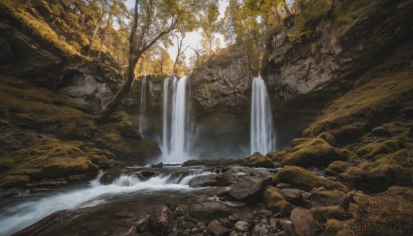 A breathtaking day with a waterfall