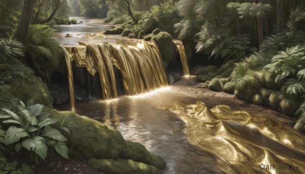 The beauty of a waterfall set in a captivating day