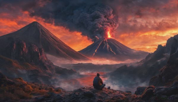 Image of a male in a beautiful sunset outdoors