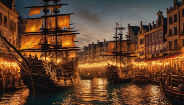 The allure of a boat in a inviting sunset outdoors