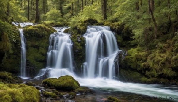 A idyllic waterfall within a beautiful day