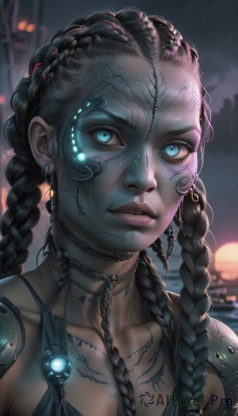 The charm of a cyborg in a tranquil rainy outdoors