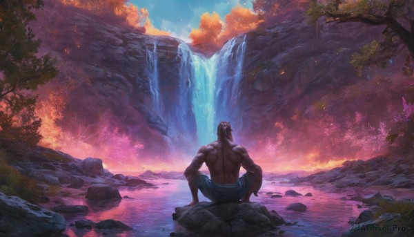 The allure of a male in a dynamic outdoors