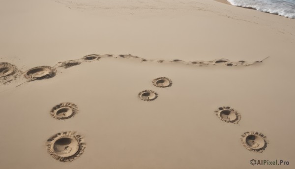 solo,monochrome,closed eyes,flower,outdoors,water,no humans,ocean,beach,scenery,sand,sunflower,brown theme,desert,traditional media,close-up,waves,gears