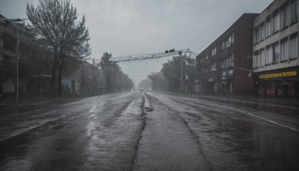 A serene rainy day featuring a motor vehicle