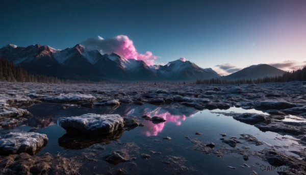 A graceful landscape captured in snowy outdoors