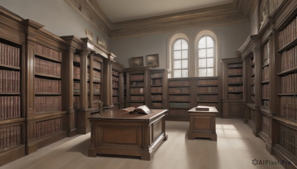 day,indoors,book,no humans,window,shadow,chair,table,sunlight,scenery,desk,wooden floor,stairs,bookshelf,lamp,shelf,book stack,library,ladder,candlestand