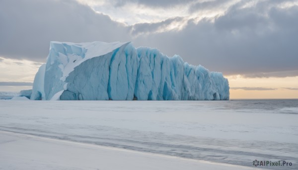 A landscape surrounded by a serene snowy day