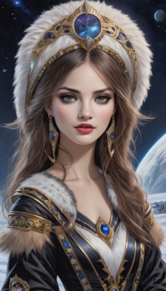 The serene presence of a female in a lush night sky