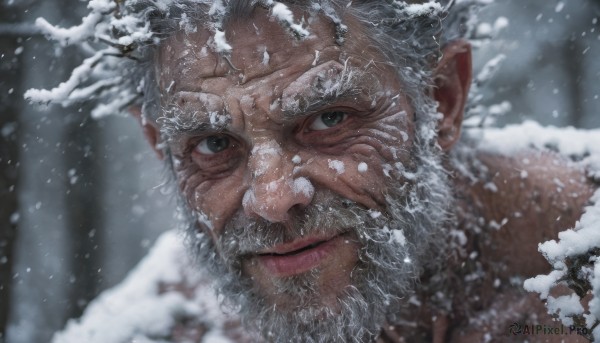 A magnificent male within snowy outdoors