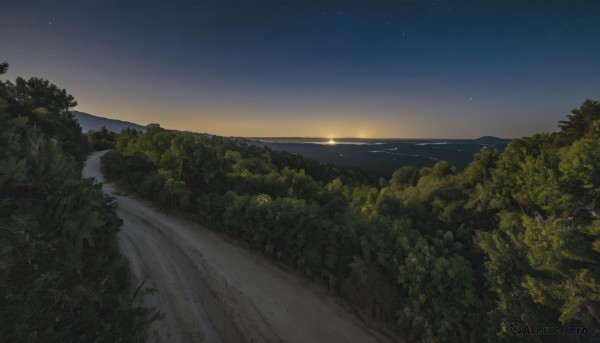 A landscape showcased in a vivid sunset outdoors