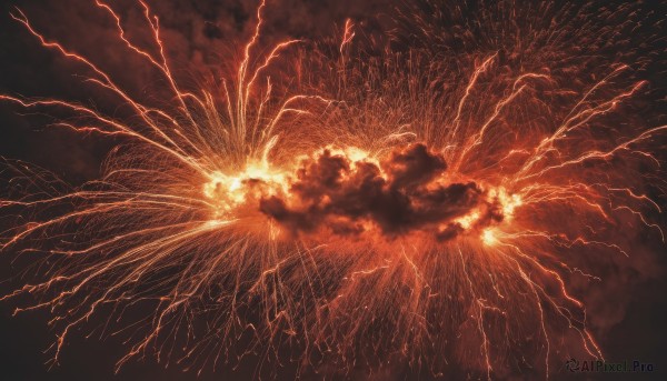 Image of a lightning in a beautiful fiery outdoors